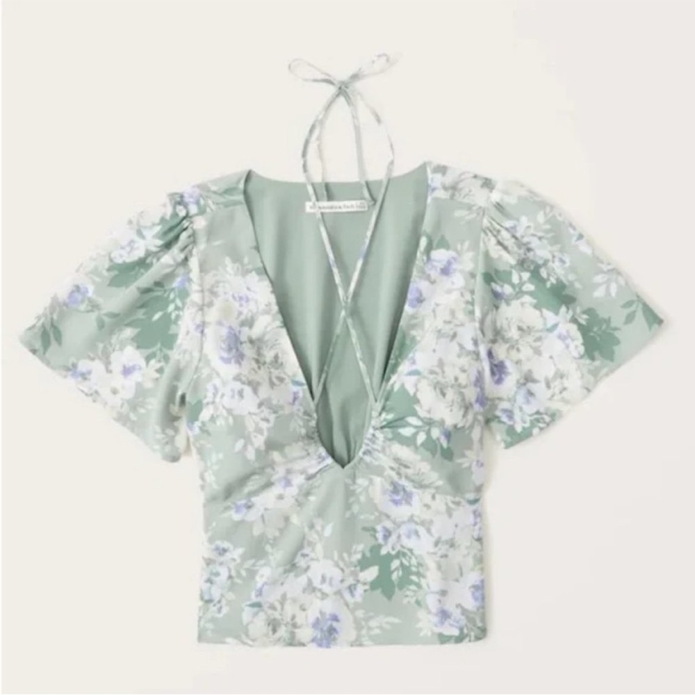 Abercrombie & Fitch Floral Keyhole Strappy Blouse Top
